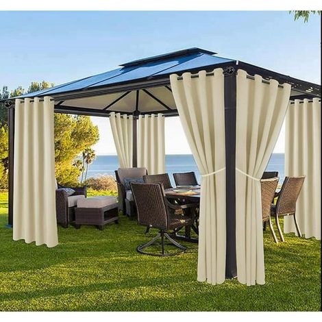 Rideau extérieur imperméable de terrasse-2 panneaux pour l\'isolation thermique et la protection solaire (1/4)