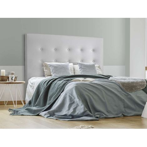 Cabecero Milan tapizado en polipiel blanco. 125 cm (alto), 145 cm (ancho), 7 cm (fondo). (1/2)