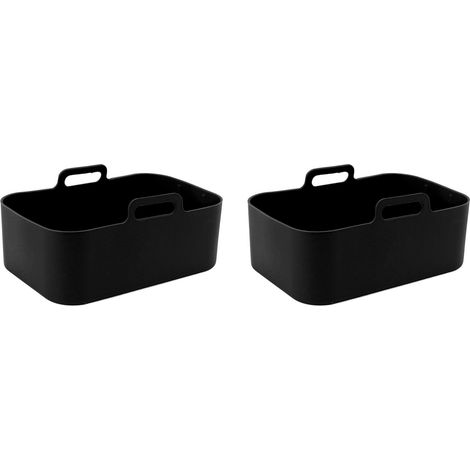 Lot de 2 paniers et tapis en silicone réutilisables et antiadhésifs pour friteuse Ninja DZ201 Foodi 8QT (noir). Accessoires pour four à air chaud.