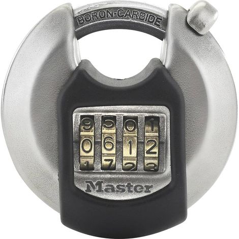 Cadenas rond Combinaison Acier Inoxydable Extérieur M40EURDNUM idéal pour les espaces de rangement, les Remises, les Garages, les Remorques 70 mm Gris