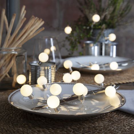 Star Trading Guirlande lumineuse Mini Glow, opaque, LED, boules, minuterie, blanc chaud, intérieur, 3 mètres