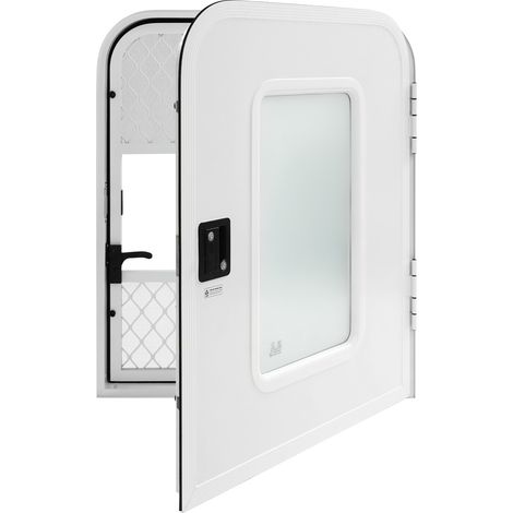 Porte d'entrée pour camping-car, porte d'entrée côté passager pour camping-car, avec moustiquaire et fenêtre, porte d'entrée 762 × 915 mm avec serrure pour caravanes, blanche