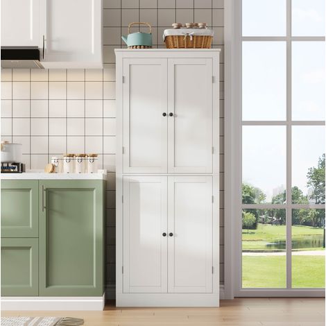 Hochschrank 75x40x182 cm weiß MDF mit Regaltüren, Innen-Schublade und vielseitigem Stauraum (1/5)