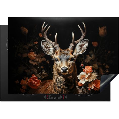 PROTEZIONE PER PIANO COTTURA A INDUZIONE Cervo - Animale - Fiori - Natura - Botanica 75x52 (1/5)