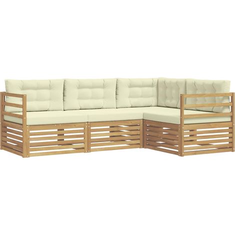 Outdoor Sofa Set 4 pcs White and Cream 245.5 x 166.5 x 73 cm vidaXL (1/5)
