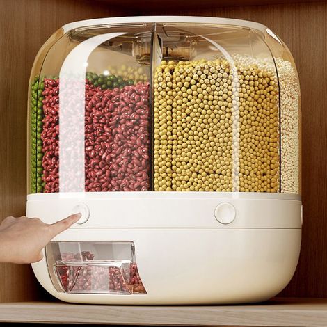 Distributeur Cereales, 27cm Distributeur Rotatif Cuisine,Distributeur de Nourriture Rotatif à 360 °,Conteneur de Stockage de (1/5)