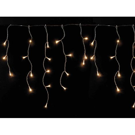 Luci a pioggia, cascata di Natale con 60 fili a stalattiti per balcone con 228 led bianco caldo, Cascata: m 6 x 50 cm H