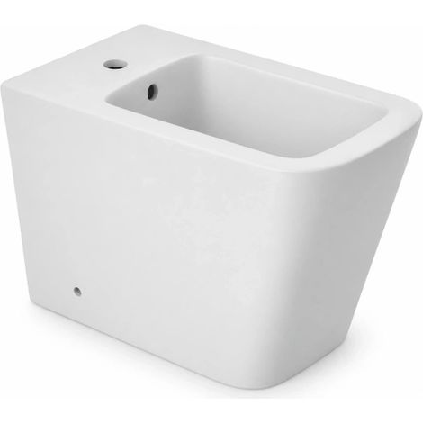 Bidet A Terra Filo Parete Modello Beta Ceramica Bianca Opaca