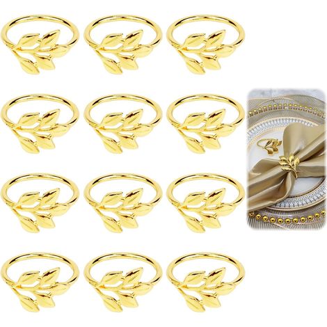 Lot de 12 Ronds de Serviette en métal élégants, Ronds de Serviette de Décoration de Table Élégante pour Mariages, Dîners de Famille et Autres Célébrations (1/5)