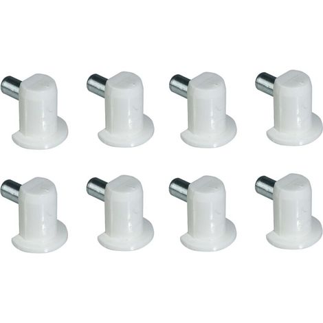 Lot de 8 taquets blancs pour support de plateau en verre ou bois – Tenon 5 mm – Pour meubles, étagères et armoires