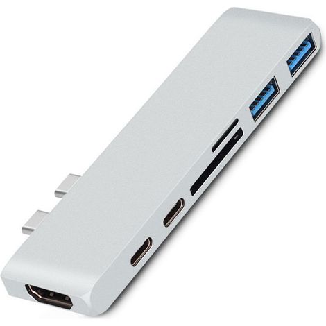 Station D'accueil 7 En 1 - USB-C Double Entrée - HDMI 4K - Alimentation 100 W PD - USB-A 3.0 - Lecteur Cartes SD MicroSD - Pour Ordinateurs Portables (1/5)