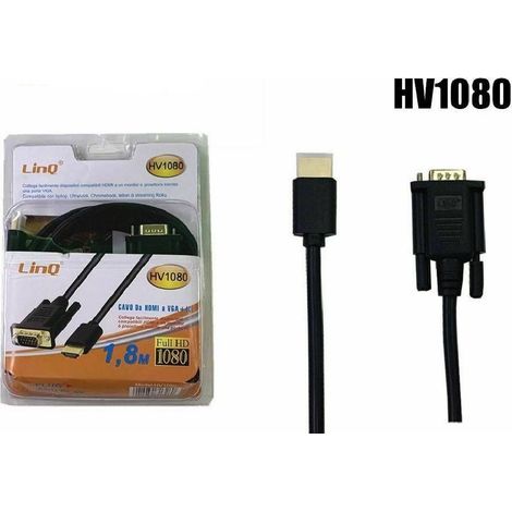 Linq - Cavo Prolunga Adattatore Da Hdmi A Vga + Ic 1080p 1,8 Metri Linq Hv1080 -