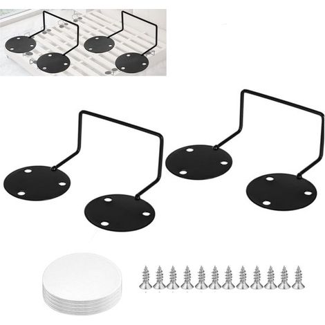 Set di 2 barre di fissaggio per materasso in metallo regolabili, staffe antiscivolo per telaio letto (nere) (1/5)