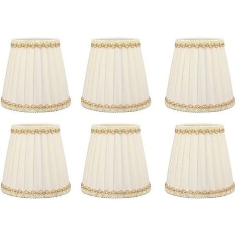 Lot de 6 petits abat-jours en tissu – Installation à clipser – Dimensions 9x14x13cm – Pour ampoules E14 – Style moderne pour bureau et salon (1/5)