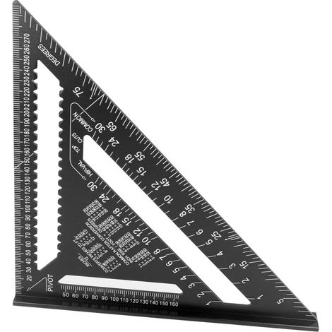 Équerre de charpentier de 30 cm (12 pouces) à 45° et 90°, outil de mesure métrique en alliage d'aluminium pour le travail du bois, noir (1/5)