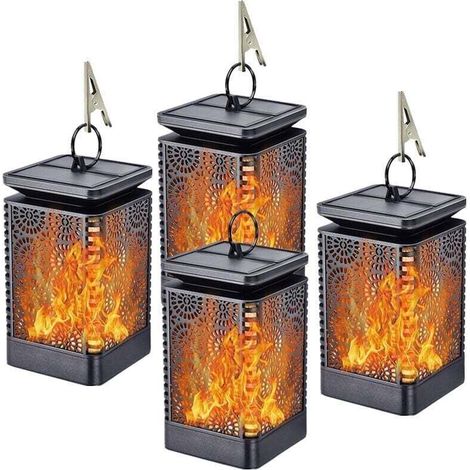 Flamme scintillante étanche Lanterne exterior Lanterne suspendue paysage patio arrière-cour decoración de jardín 2PC