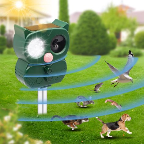 Repelente para gatos de exterior con 5 modos, repelente ultrasónico solar para gatos y repelente USB para mascotas, repele con detector y luz intermitente. (1/5)
