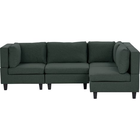 Modular Corner Sofa 4 Seater UNSTAD Fabric Dark Green Left Hand (1/5)