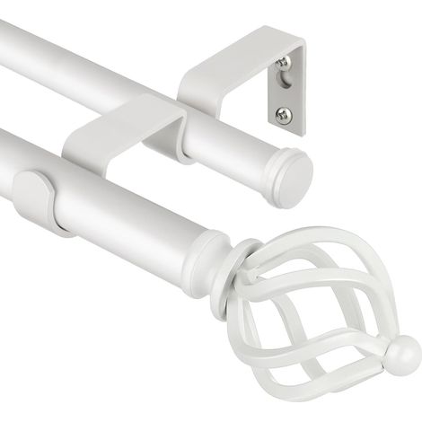 Double Tringle a Rideaux Blanc, 132-182 cm Barre Rideau Extensible (1/5)