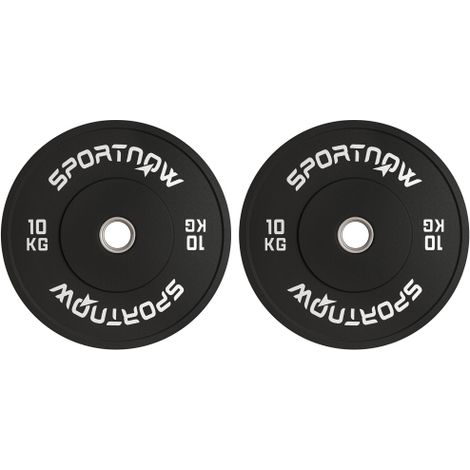 Set di 2 dischi per manubri, 10 kg ciascuno, adatti a bilancieri da 5 cm, foro da 50 mm, neri, spedizione in loco. (1/5)