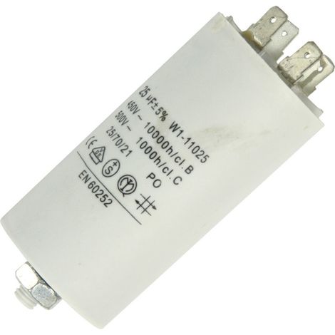 Condensateur blanc 25µF 450V – Accessoire pour moteur électrique – Optimise le démarrage et prolonge la durée de vie des équipements – Nedis (1/2)