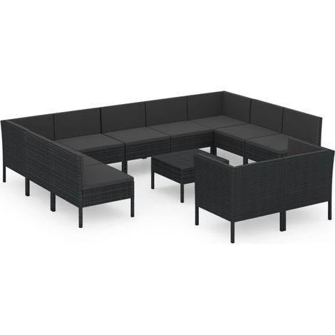 12 PCS Garden Lounge Set con cojines de prueba de Vime PE