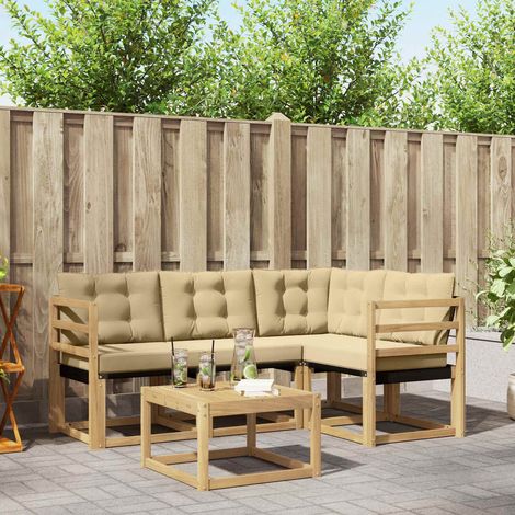 vidaXL Ensemble de canapés d'extérieur 5 pcs Blanc et Beige