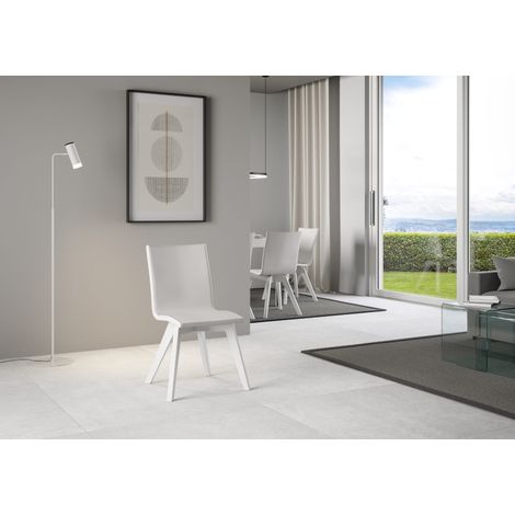 Sedia 52x52x87 cm Trudy gambe bianche in Similpelle Bianco (1/3)