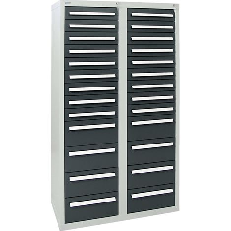 Stumpf Schubladenschrank Serie T-100/35-1, RAL 7035/7016, 26 Schubladen (1/3)