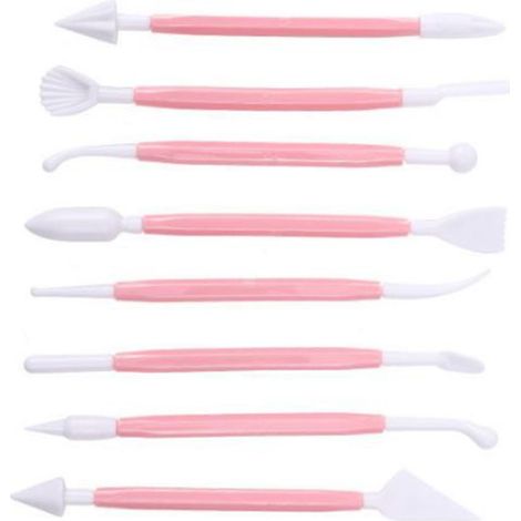 Ensemble de 8 stylos à graver les gâteaux roses à double pointe, pour une prise en main confortable. (1/5)