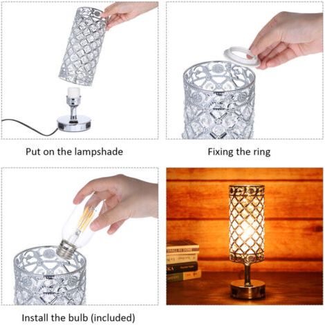 Tomshine Lampe de chevet à commande tactile avec double port de charge USB et prise CA 3 voies dimmable Lampe de chevet pour chambre à coucher, salon, salle à manger et bureau (ampoule incluse)--Trime (1/3)