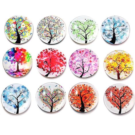 12 aimants pour réfrigérateur, aimants en verre, autocollants pour réfrigérateur, aimants de bureau, aimants pour tableau blanc pour la cuisine, la maison et le bureau (assortiment) (1/5)
