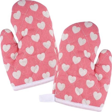 par de manoplas de cocina infantiles, de 16 x 12 cm, resistentes al calor, lavables, antideslizantes, con forro grueso de algodón, ideales para cocinar, hornear y realizar tareas domésticas en la coci (1/5)