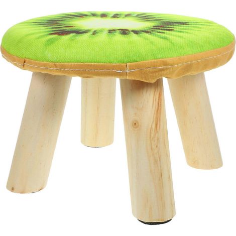 Petit tabouret en bois compatible avec l'enfilage de chaussures et recouvert de mousse (1/5)