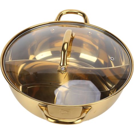 Marmite à canard mandarin en acier inoxydable 304, design séparé - 30,3 cm de diamètre (doré)