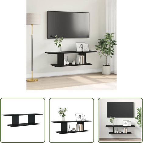 Meuble suspendu - Ensemble meuble TV Noir 103 x 30 x 26,5 cm Bois d'ingénierie (1/5)