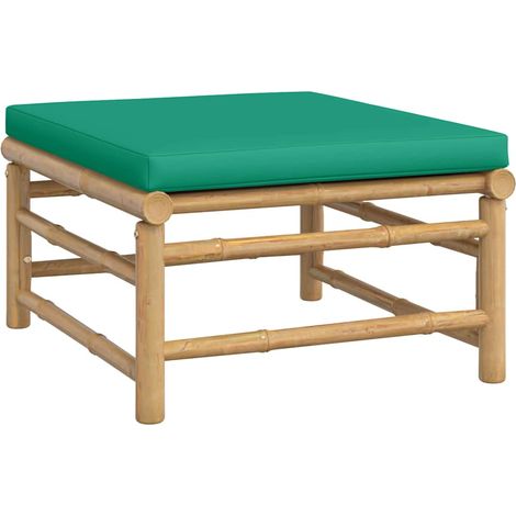 Repose-pieds de jardin avec coussin vert bambou (1/5)
