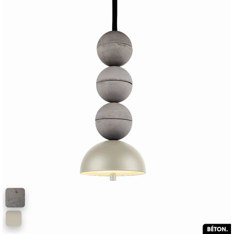 Lampe de suspension en béton - BOSFOR CONCRETE GRIS - PEYOTE 3 BALLES LED 14W (1/2)