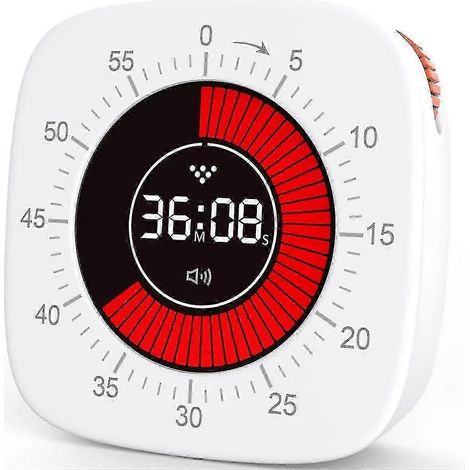 Minuteur visuel adapté aux enfants, minuteur numérique avec compte à rebours de 60 minutes, minuteur de bureau silencieux. (1/5)
