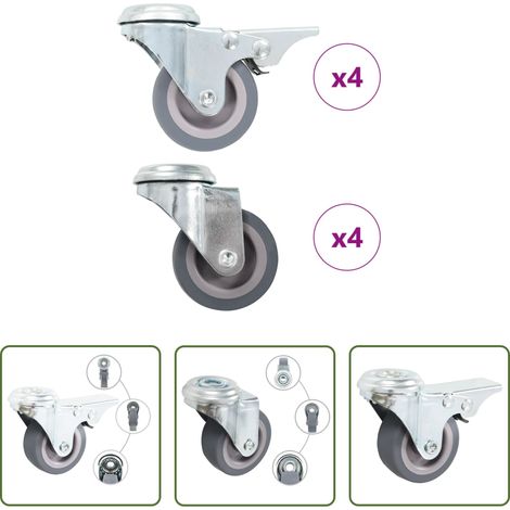 vidaXL Lenkrolle mit Bremse - 8 Stk. Lenkrollen mit Rückenloch 50 mm (1/5)
