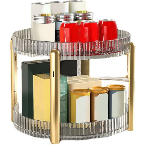 Présentoir à maquillage transparent à 2 niveaux, multifonctionnel, pour la maison, la chambre ou les voyages. Organisateur de cosmétiques idéal pour la maison, la chambre ou les voyages. (1/4)
