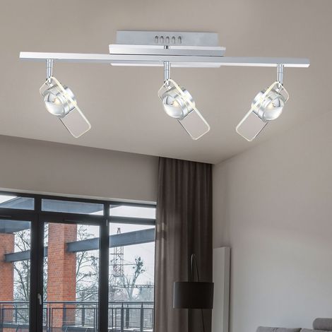 Plafoniera tre faretti faretto in vetro orientabile, 3x LED 5W 400Lm bianco neutro, LxPxH 65x13x18 cm