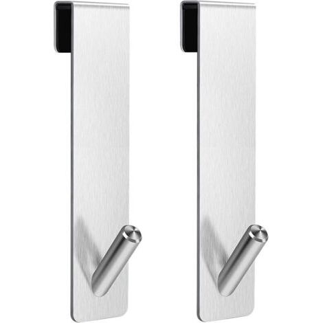 Pair Lot de 2 crochets de douche, porte-serviettes sans perçage, pour portes de douche en verre sans cadre, épaisseur 6-12 mm (argent) (1/5)