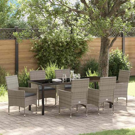 Conjunto de Comedor de Jardín 7 pcs Gris ratán sintético vidaXL (1/5)