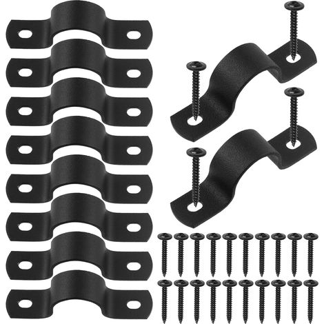 10 Pack 20mm Two Hole U Clamp with 20pcs Self Tapping Screw Kit, U Shaped Hose Clamps Metal Hose Clamps Pipe Cable Clamps (1/5)