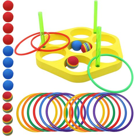 Jeu de lancer d'anneaux pour piscine, avec balles flottantes en mousse, jouets aquatiques amusants pour enfants Idéal pour la piscine, les filles et les garçons, pour jouer dehors, dans le jardin, su (1/5)