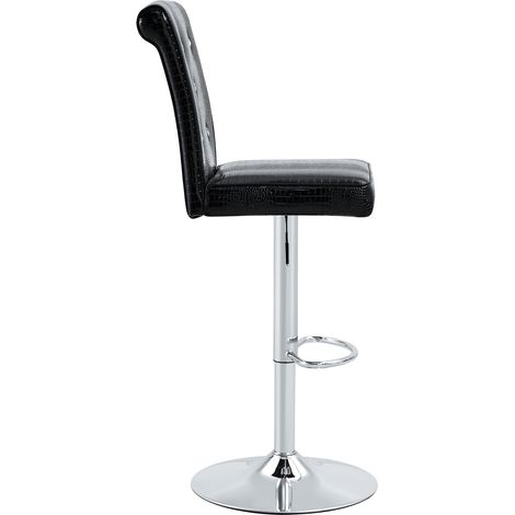 Lot de 2 chaises bar vintage en simili cuir crocodile noir avec fermeture à bouton cristal (1/5)