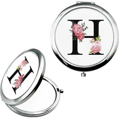 Miroir de maquillage personnalisé Petit miroir Miroir de poche Cadeaux de mariage Cadeaux de fiançailles Cadeau personnalisé Miroir A-Z Cadeaux pour femmes Cadeaux d'anniversaire (H) (1/5)