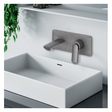 Façade mitigeur lavabo encastré avec plaque bec 185 mm Métal Brossé - CRISTINA ONDYNA FL25677 (1/2)