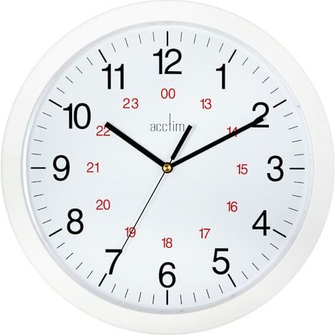 Acctim Metro 24 Hour Plastic Wall Clock 300mm White 21162